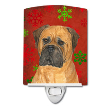 Load image into Gallery viewer, Bullmastiff Red and Green Snowflakes Holiday Christmas Ceramic Night Light SS4724CNL