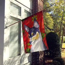 Load image into Gallery viewer, Chihuahua Red and Green Snowflakes Holiday Christmas Flag Canvas House Size