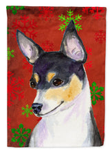 Load image into Gallery viewer, Chihuahua Red and Green Snowflakes Holiday Christmas Flag Canvas House Size