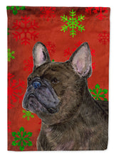 Load image into Gallery viewer, French Bulldog Red Green Snowflake Holiday Christmas Flag Canvas House Size