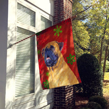 Load image into Gallery viewer, Mastiff Red and Green Snowflakes Holiday Christmas Flag Canvas House Size