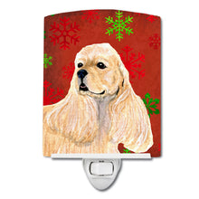 Load image into Gallery viewer, Buff Cocker Spaniel Red Green Snowflakes Christmas Ceramic Night Light SS4729CNL