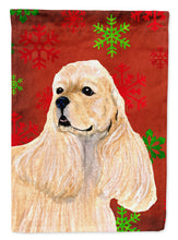 Load image into Gallery viewer, Buff Cocker Spaniel Red Green Snowflakes Christmas Garden Flag – Decorative Outdoor Yard Flag