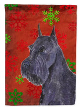 Load image into Gallery viewer, Schnauzer Red and Green Snowflakes Holiday Christmas Flag Canvas House Size