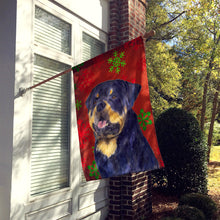 Load image into Gallery viewer, Rottweiler Red and Green Snowflakes Holiday Christmas Flag Canvas House Size