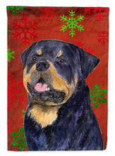 Load image into Gallery viewer, Rottweiler Red and Green Snowflakes Holiday Christmas Flag Canvas House Size