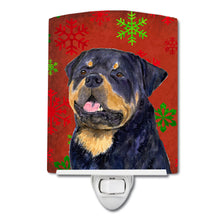 Load image into Gallery viewer, Rottweiler Red and Green Snowflakes Holiday Christmas Ceramic Night Light SS4731CNL