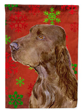 Load image into Gallery viewer, Field Spaniel Red and Green Snowflakes Holiday Christmas Flag Canvas House Size