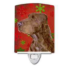 Load image into Gallery viewer, Field Spaniel Red and Green Snowflakes Holiday Christmas Ceramic Night Light SS4732CNL
