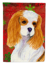 Load image into Gallery viewer, Cavalier Spaniel Red  Green Snowflakes Holiday Christmas Flag Canvas House Size