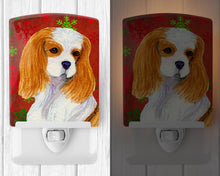 Load image into Gallery viewer, Cavalier Spaniel Red and Green Snowflakes Holiday Christmas Ceramic Night Light SS4734CNL