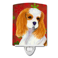 Load image into Gallery viewer, Cavalier Spaniel Red and Green Snowflakes Holiday Christmas Ceramic Night Light SS4734CNL