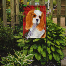 Load image into Gallery viewer, Cavalier Spaniel Red and Green Snowflakes Holiday Christmas Garden Flag – Decorative Outdoor Yard Flag