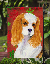 Load image into Gallery viewer, Cavalier Spaniel Red and Green Snowflakes Holiday Christmas Garden Flag – Decorative Outdoor Yard Flag