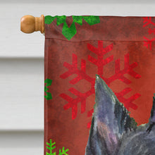 Load image into Gallery viewer, Scottish Terrier Red  Green Snowflakes Holiday Christmas Flag Canvas House Size