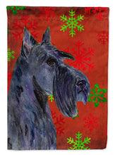 Load image into Gallery viewer, Scottish Terrier Red  Green Snowflakes Holiday Christmas Flag Canvas House Size