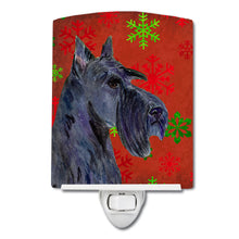 Load image into Gallery viewer, Scottish Terrier Red and Green Snowflakes Holiday Christmas Ceramic Night Light SS4736CNL
