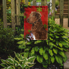 Load image into Gallery viewer, Chesapeake Bay Retriever Red Snowflakes Holiday Christmas Garden Flag – Decorative Outdoor Yard Flag