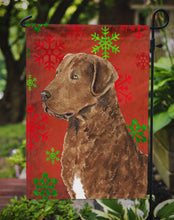 Load image into Gallery viewer, Chesapeake Bay Retriever Red Snowflakes Holiday Christmas Garden Flag – Decorative Outdoor Yard Flag