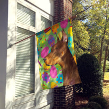 Load image into Gallery viewer, Doberman Easter Eggtravaganza Flag Canvas House Size