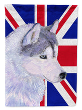 Load image into Gallery viewer, Siberian Husky with English Union Jack British Flag Flag Canvas House Size SS4906CHF