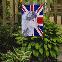 Load image into Gallery viewer, Siberian Husky with English Union Jack British Flag Garden Flag - Outdoor Decorative Yard Flag SS4906GF