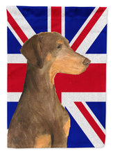 Load image into Gallery viewer, Doberman Natural Ears with English Union Jack British Flag Garden Flag - Outdoor Decorative Yard Flag