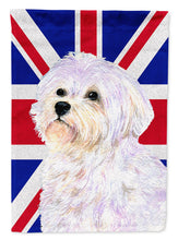 Load image into Gallery viewer, Maltese with English Union Jack British Flag Flag Canvas House Size SS4923CHF