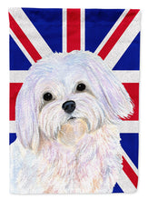 Load image into Gallery viewer, Maltese with English Union Jack British Flag Flag Canvas House Size SS4924CHF