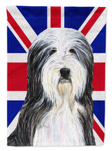 Load image into Gallery viewer, Bearded Collie with English Union Jack British Flag Flag Canvas House Size SS4939CHF