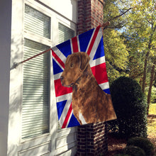 Load image into Gallery viewer, Curly Coated Retriever with English Union Jack British Flag Flag Canvas House Size SS4973CHF