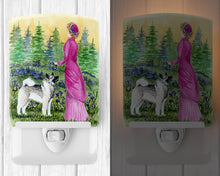 Load image into Gallery viewer, Lady with her Norwegian Elkhound Ceramic Night Light SS8154CNL