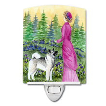 Load image into Gallery viewer, Lady with her Norwegian Elkhound Ceramic Night Light SS8154CNL