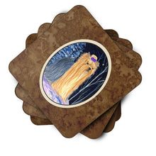 Load image into Gallery viewer, Starry Night Yorkie Coasters - Set of 4 Lightweight Foam, Absorbent Drink Coasters