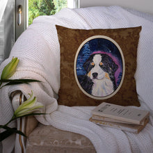Load image into Gallery viewer, Starry Night Bernese Mountain Dog Throw Pillow - 14x14 Decorative Pillow – Art for Your Home &amp; Patio