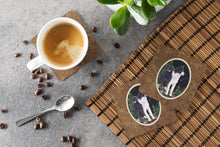 Load image into Gallery viewer, Starry Night Karelian Bear Dog Coasters - Set of 4 Lightweight Foam, Absorbent Drink Coasters