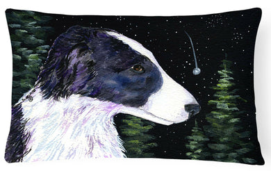 Starry Night Border Collie Decorative   Canvas Fabric Pillow