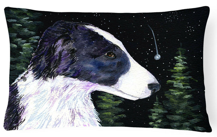 Starry Night Border Collie Decorative   Canvas Fabric Pillow
