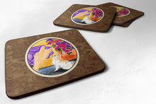 Load image into Gallery viewer, Lady with her Chihuahua Coasters - Set of 4 Lightweight Foam, Absorbent Drink Coasters