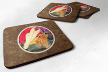 Load image into Gallery viewer, Lady with her Yorkie Coasters - Set of 4 Lightweight Foam, Absorbent Drink Coasters