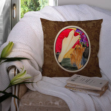Load image into Gallery viewer, Lady with her Yorkie Throw Pillow - 14x14 Decorative Pillow – Art for Your Home &amp; Patio