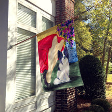 Load image into Gallery viewer, Lady with her Papillon Flag Canvas House Size