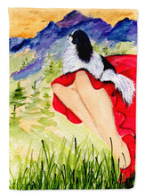 Load image into Gallery viewer, Lady with her Japanese Chin Garden Flag - Outdoor Decorative Yard Flag