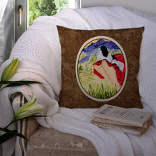 Load image into Gallery viewer, Lady with her Japanese Chin Throw Pillow - 14x14 Decorative Pillow – Art for Your Home &amp; Patio