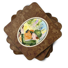 Load image into Gallery viewer, Lady driving with her Chow Chow Coasters - Set of 4 Lightweight Foam, Absorbent Drink Coasters