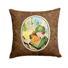 Load image into Gallery viewer, Lady driving with her Chow Chow Throw Pillow - 14x14 Decorative Pillow – Art for Your Home &amp; Patio