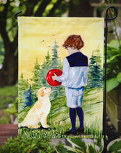 Load image into Gallery viewer, Little Boy with his Golden Retriever Garden Flag - Outdoor Decorative Yard Flag