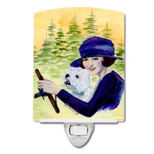 Load image into Gallery viewer, Woman driving with her Westie Ceramic Night Light SS8532CNL