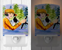 Load image into Gallery viewer, Woman driving with her Boston Terrier Ceramic Night Light SS8534CNL