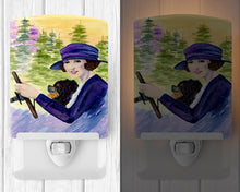 Load image into Gallery viewer, Lady driving with her Pomeranian Ceramic Night Light SS8538CNL